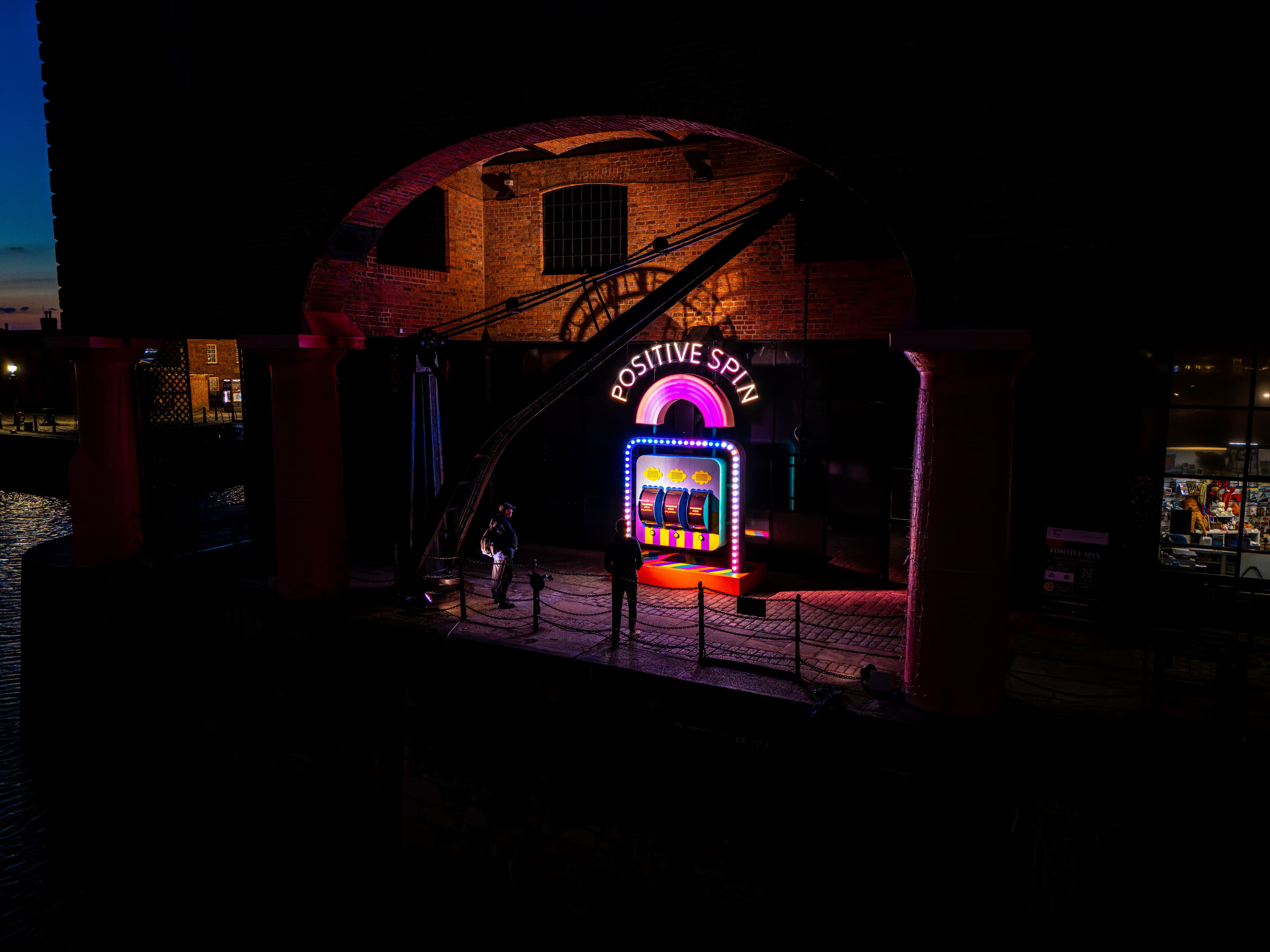 Positive Spin light installation at Liverpool River of Light